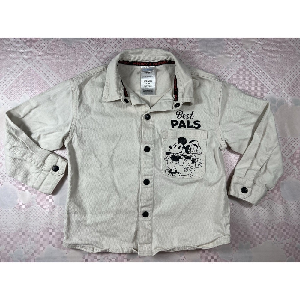 Disney Mickey & Friends Size 4T Ivory Color‎ Unisex Jean Jacket